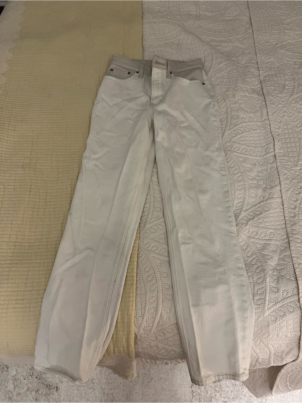 Abercrombie & Fitch Cream Straight-Leg Jeans